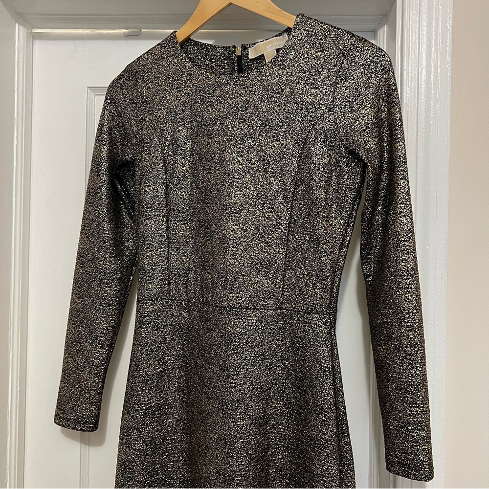 Michael Kors Gold Shimmer Dress Longsleeve